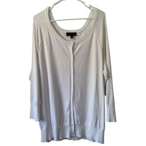 LANE BRYANT Women's Size 18-20 2X White Open Front Button-Up Cardigan Plus Size